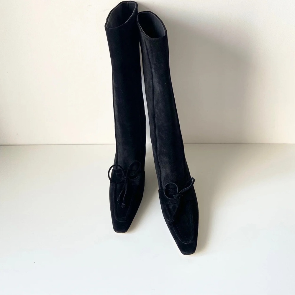 Burberry marina storm tall boots in black suede size 37.5 - Picture 2 of 5